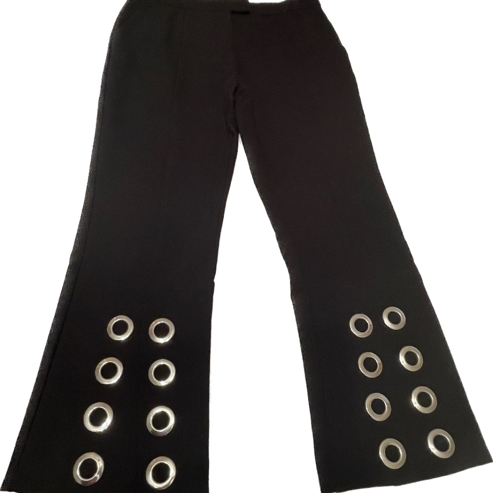 Maje Culottes crop pants NWOT, black, slits, metal rings details, size 6, 38, M